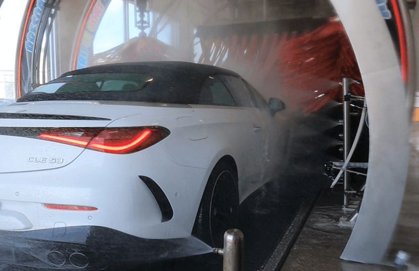 Car entering the wash tunnel